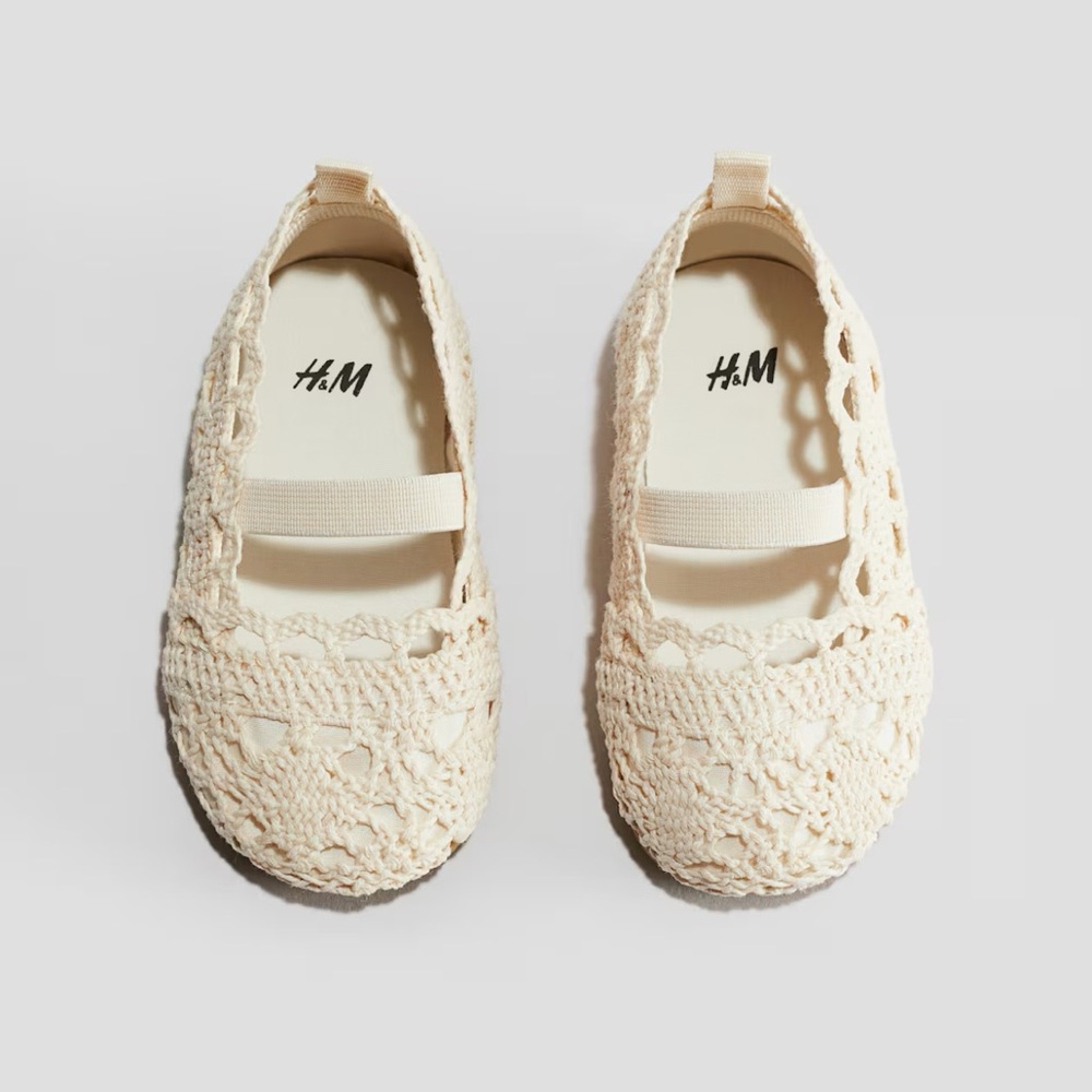 H&M Cream Crochet Dress Shoes for Special Occasions